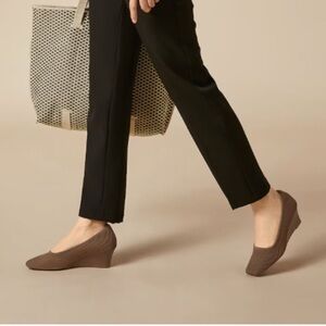 Vivaia Margo Square Toe Wedge Stretch Knit Shoes Espresso 41.5